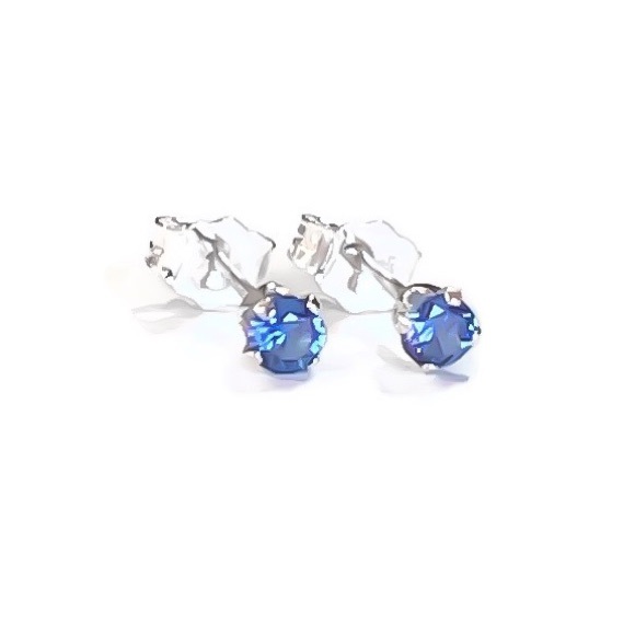 tiny tanzanite stud earrings 925 sterling silver - Picture 3 of 8
